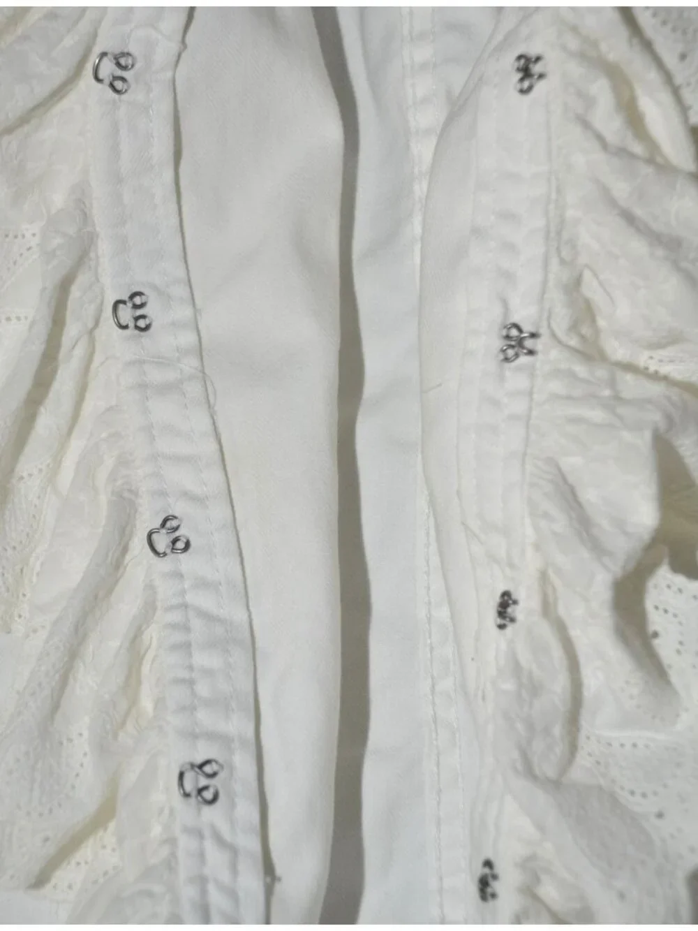 Ralph Lauren Jeans Co White Denim Ruffle Eyelet Lace Jacket Blazer Size 12 Boho - Picture 10 of 12